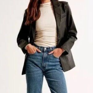 Abercrombie & Fitch Abercrombie Vegan Leather Blazer